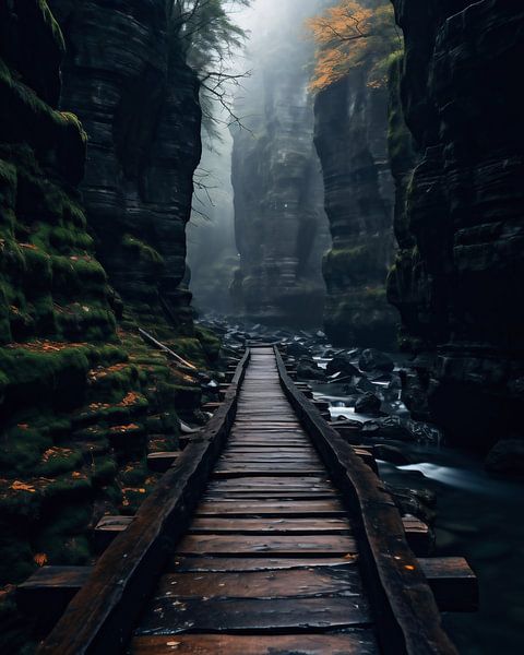 Mystiek pad door de rotsen van fernlichtsicht