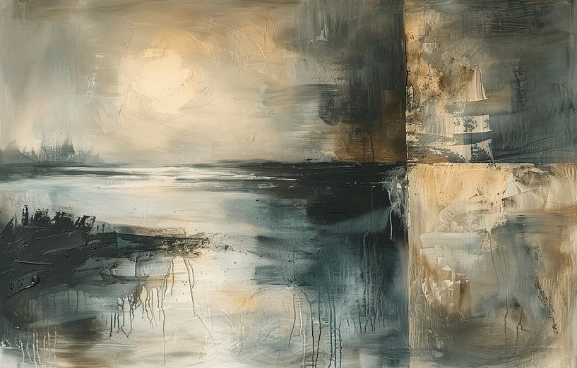Modern and abstract triptych in one image by Japandi Art Studio