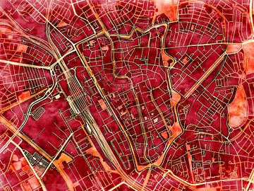 Kaart van Utrecht centrum in de stijl 'Amber Autumn' van Maporia