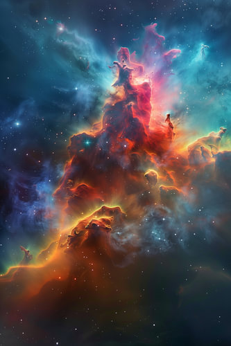 Une nébuleuse colorée dans l'univers