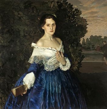 Dame in Blau. Porträt von E.M. Martynowa, Konstantin Somow