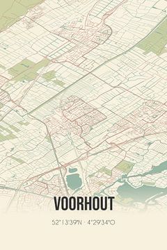 Vintage landkaart van Voorhout (Zuid-Holland) van Rezona