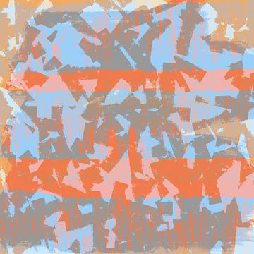 Dromenland. Landschap in Pasteltinten. Moderne abstracte kunst in blauw, beige, oranje van Dina Dankers