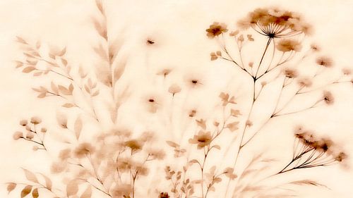 Moderne en abstracte Japandi plantkunde in zonlicht