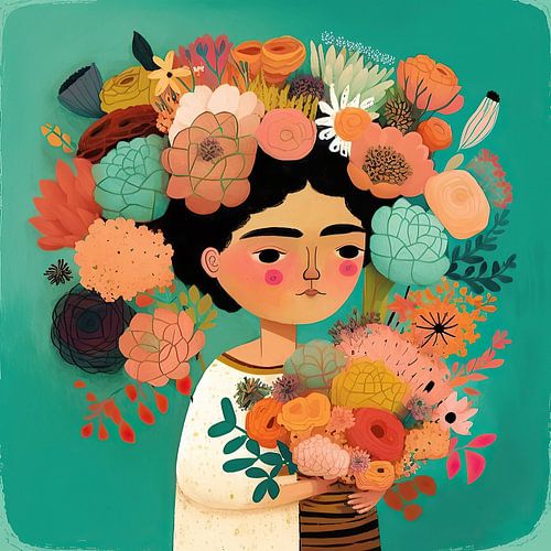 Fillette mexicaine à fleurs
