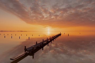 Jetty in the water at sunset by KB Design & Photography (Karen Brouwer)