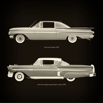 Chevrolet Impala 1959 und Chevrolet Impala Special Sport Coupe 1958 von Jan Keteleer