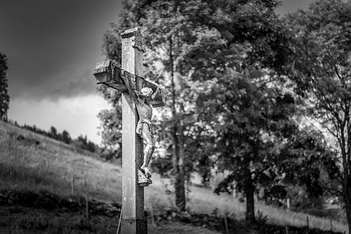 TODTNAU, GERMANY - JULY 20 2018: Christ Cross Along a Hiking Tra