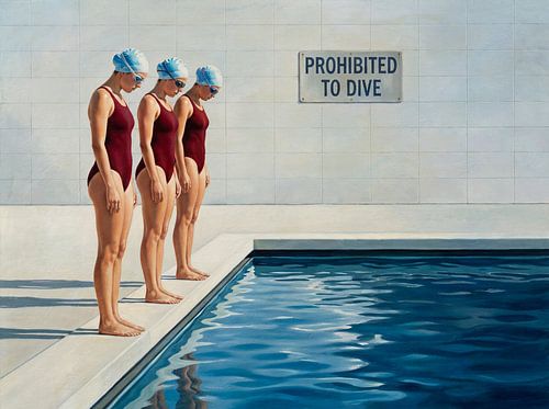 Poised Swimmers at the Pool Edge