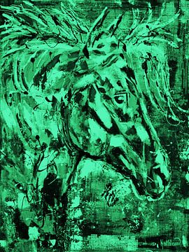 Modernes grünes Pferd Spirit von Kathleen Artist Fine Art