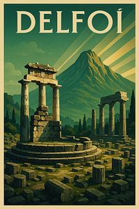 Delfoí Zeitlose Ruinen - Art Deco Reiseposter