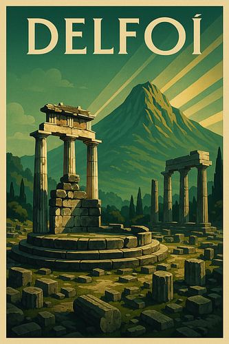 Delfoí Tijdloze Ruïnes - Art Deco Reisposter