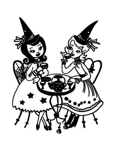 Two ladies having tea