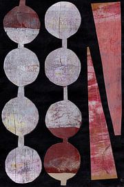 Moderne abstrakte geometrische Collage im 70er-Jahre-Retro-Stil in Terrakotta, Braun, Rosa und Schwarz. von Dina Dankers