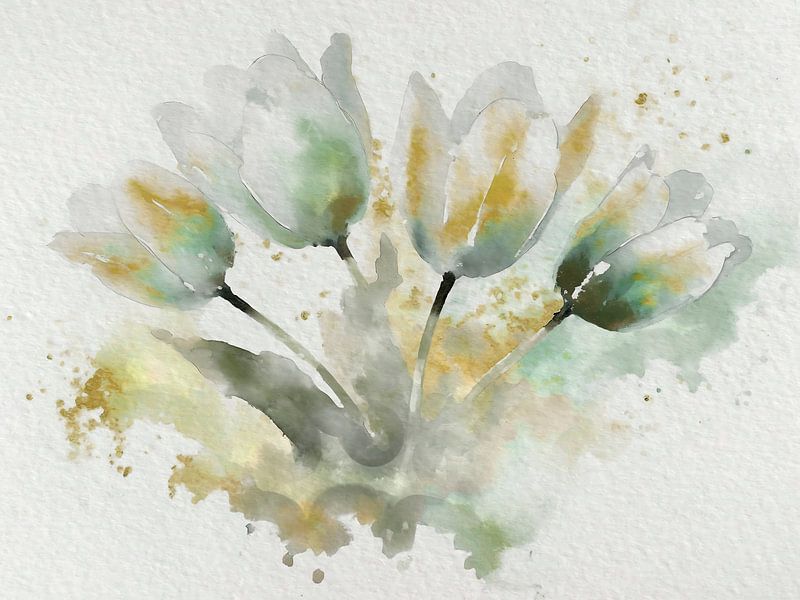 Peinture fraîche de printemps : tulipes blanches hollandaises par Studio Pieternel