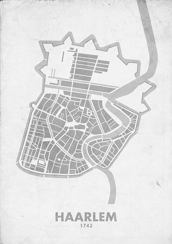 Plan de la ville de Haarlem 1742 vintage