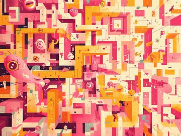 Pink Labyrinth Dive van ARTEO Schilderijen
