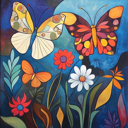 Papillons et fleurs sur Jutta Maria Pusl