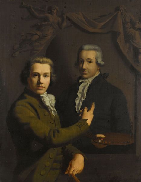 Zelfportret, wijzend naar het portret van zijn gestorven collega Dirk Jacobsz Ploegsma (1769-91), Wi van Marieke de Koning
