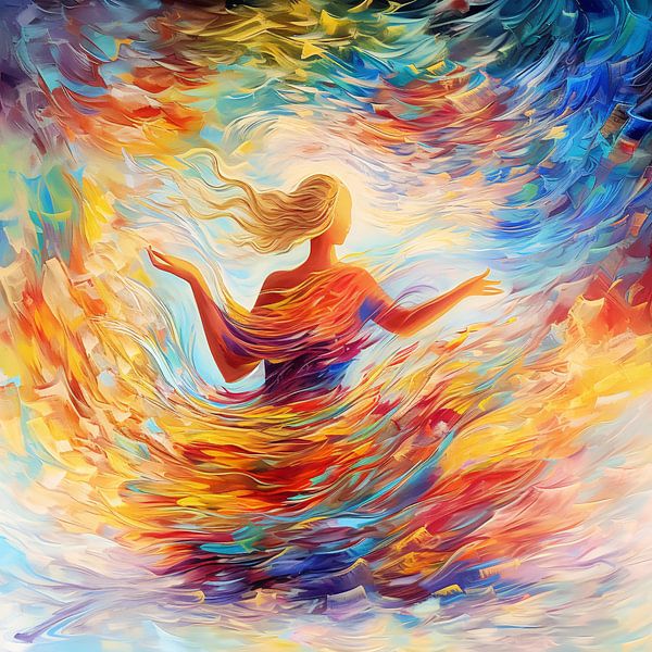 Weibliche abstrakte Malerei: Spiritueller Zen-Fluss von Surreal Media