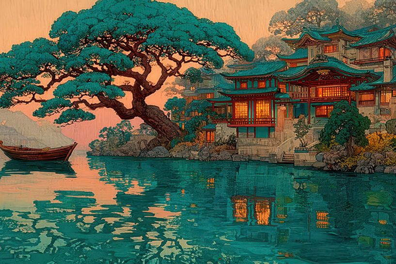 temple d'art japonais dans le parc par Egon Zitter
