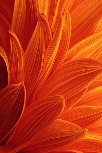 Orange Flower in Flowing Abstract Lines
