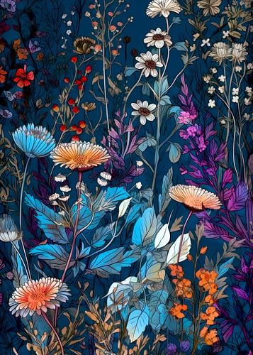 Bloemen en bladeren natuur kunst