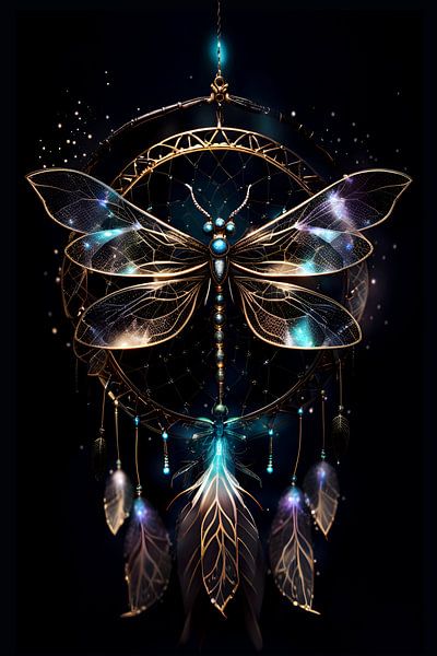 Dreamcatcher Dragonfly Indian Power Animal Spiritual by Creavasis