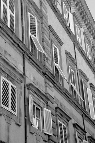 Toscane Italië Lucca Binnenstad zwart wit