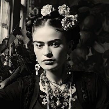 Frida Poster Black and White by Niklas Maximilian