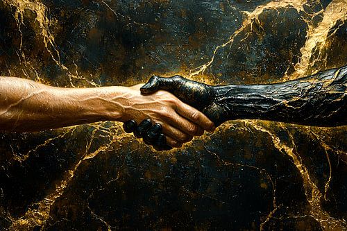 Handdruk in zwart en goud