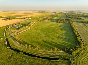 Schokland ehemalige Insel in der Zuiderzee in Flevoland von oben