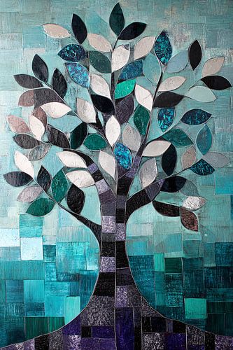 Abstracte boom met kleurrijke bladeren