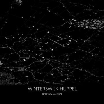Zwart-witte landkaart van Winterswijk Huppel, Gelderland. van Rezona