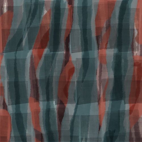 Bruin en groenblauw. Organische en geometrische vormen en lijnen in Japandi stijl.