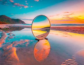 Strand met zonsondergang