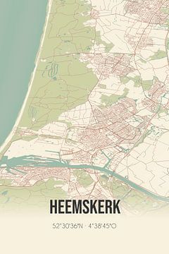 Retro map of Heemskerk, Randstad, North Holland. by Rezona