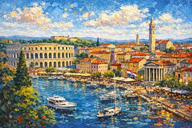 Pula en Croatie, une peinture impressionniste. sur Galerie Hoppenbrouwers