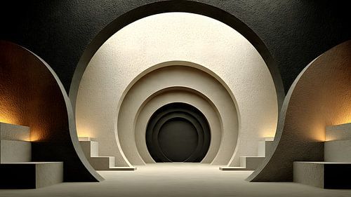 Het Gouden Portaal - Minimalistische Geometrische Boog