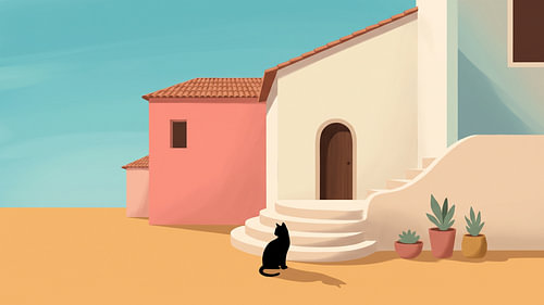 Le chat noir à la maison