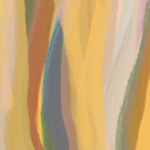 Modern abstract. Penseelstreken in geel, grijs, terra, groen