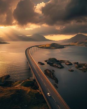 De Noorse kustbrug vanuit de lucht van fernlichtsicht