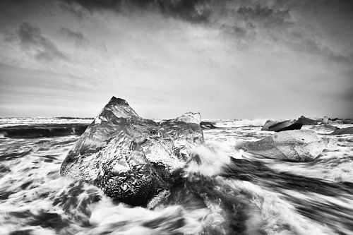 Block of ice in strong surf