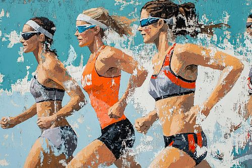 Active women during triathlon