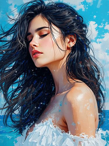 A portrait of a woman on the beach