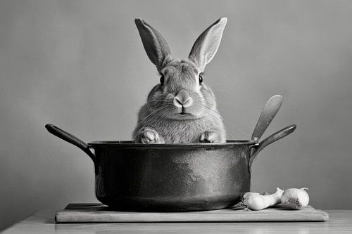 Rabbit cooking pot by Poster Art Shop