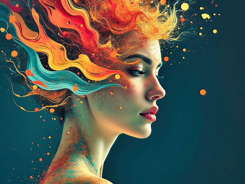 Porträt einer Frau mit schöner Farbe von The Photo Artist