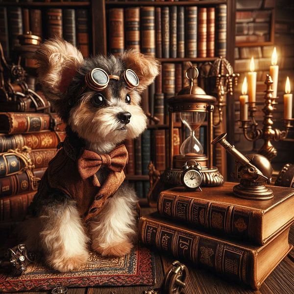 hondje met boeken van Bernhard Karssies