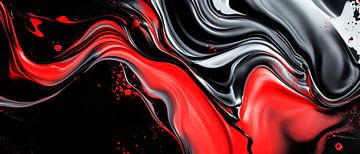 Dynamische kleurexplosie - rood en zwart van Poster Art Shop