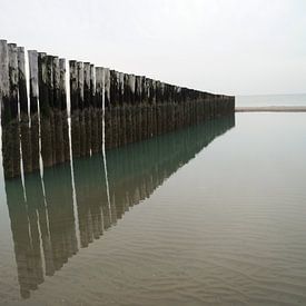 Row of breakwaters in the sea in Holland von Anouk Noordhuizen